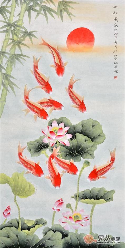 富貴九魚圖|吉祥如意九魚圖 10 幅，見者好運，非常漂亮哦！看完福氣滿滿...